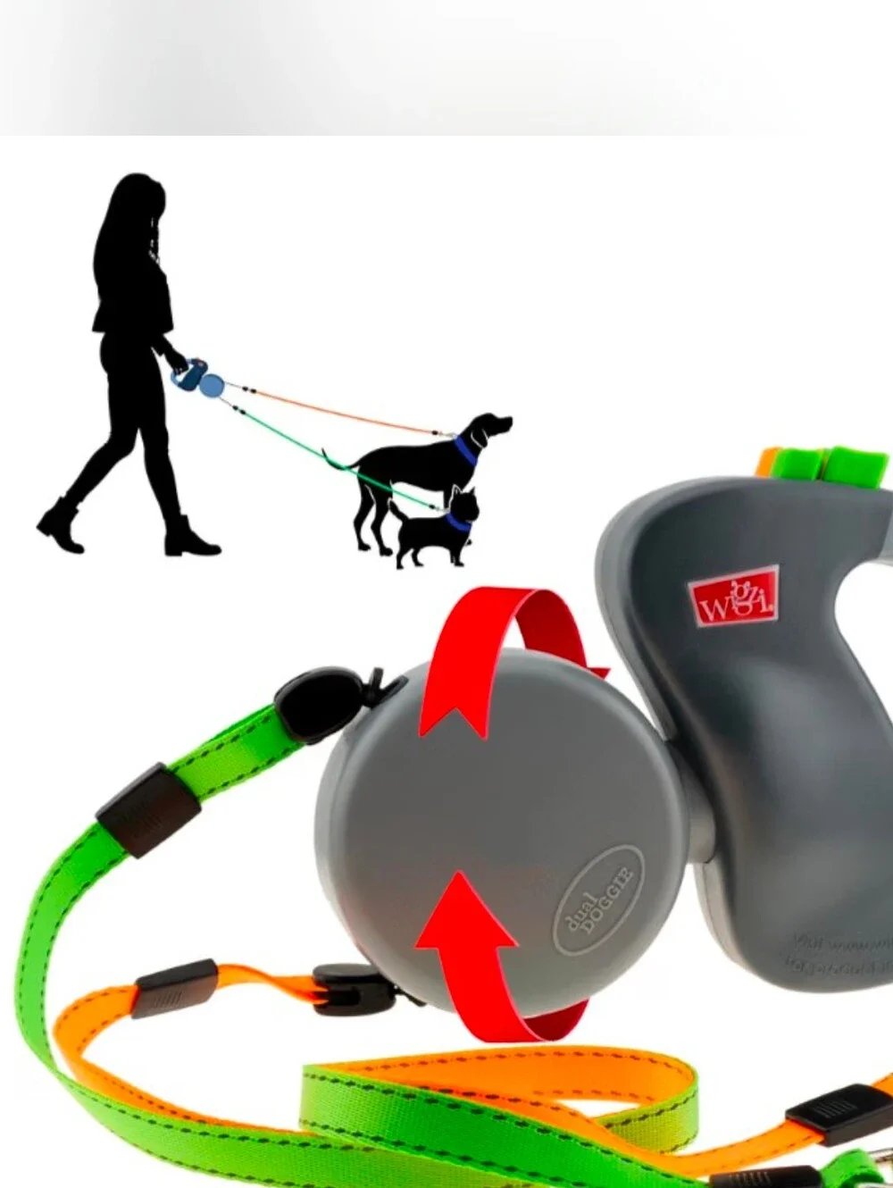 WGIZI Two Dog Retractable Leash with Spinner to Prevent Tangles